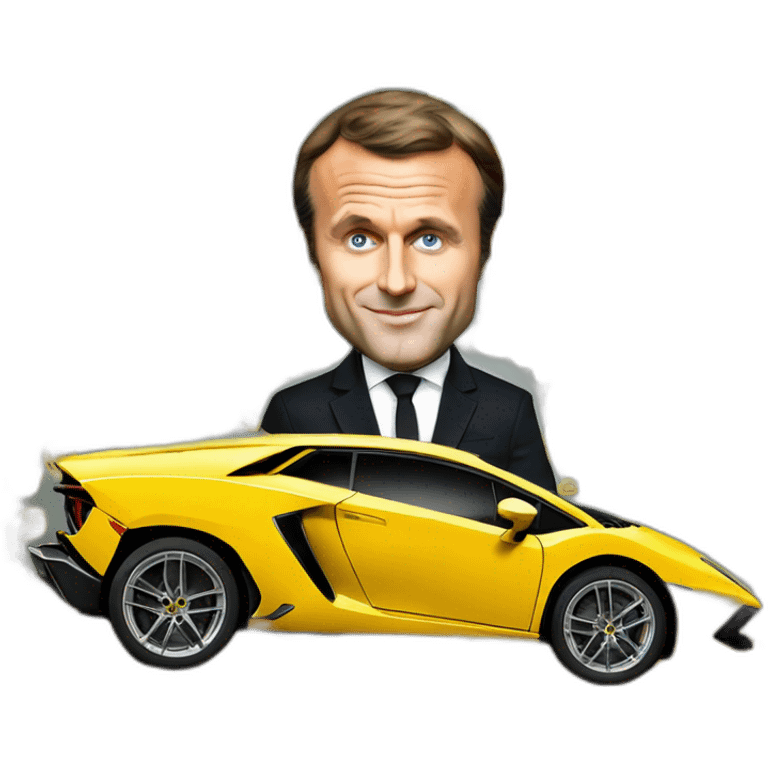 Emmanuel Macron dans une Lamborghini emoji