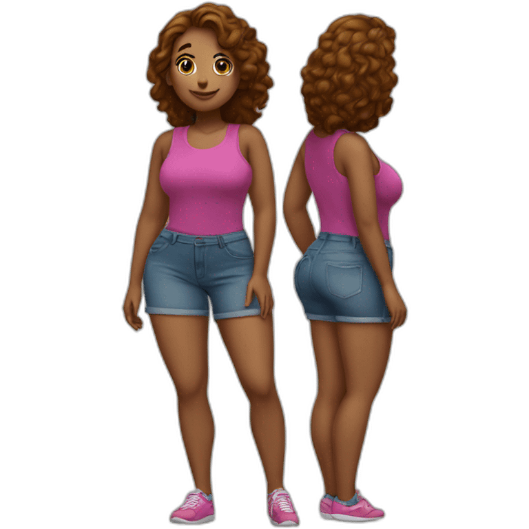 Full body Curvy girl прыгает на батуте emoji