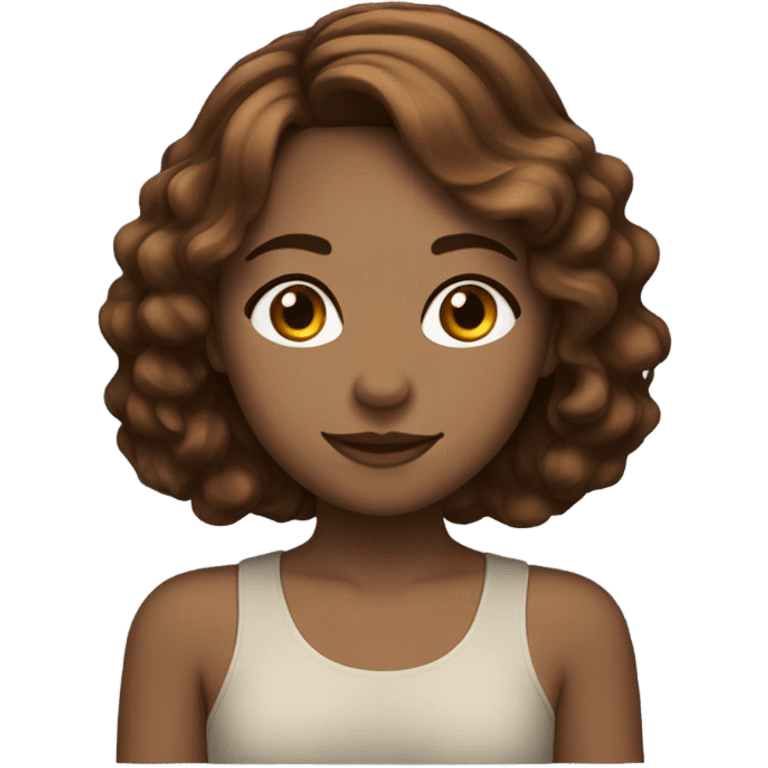 chestnut girl with medium short wavy hair, light brunette emoji