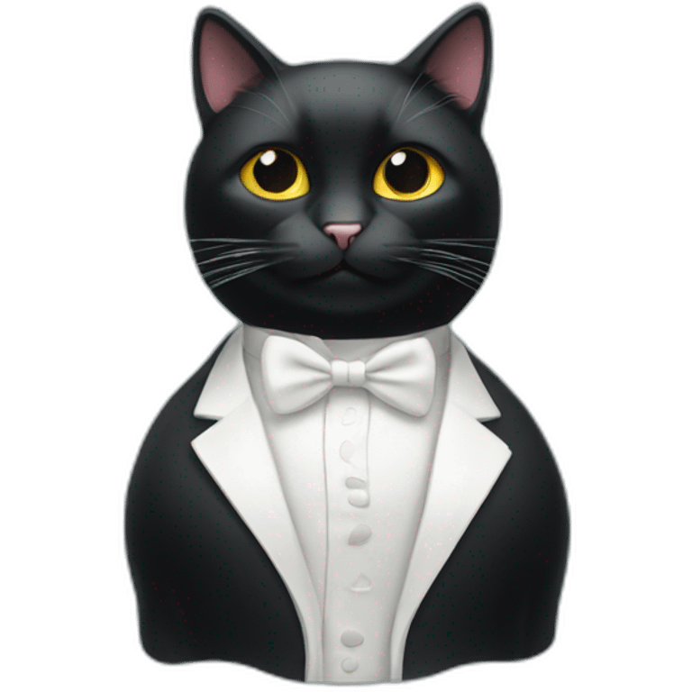 Black cat with a white tuxedo on emoji