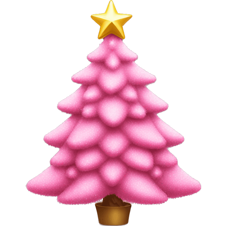 A pink Christmas tree with  pink decorations and what a star emoji