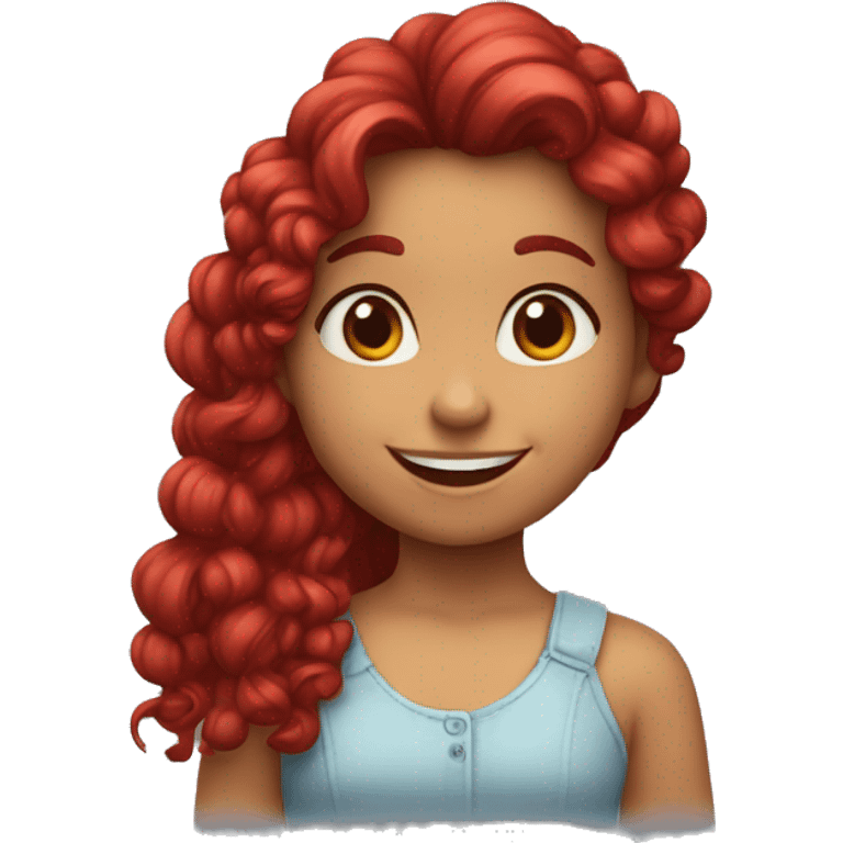 Niña de pelo rojo rizado sonriendo  emoji