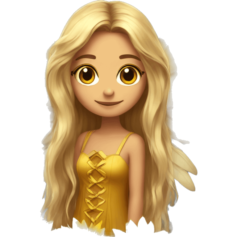 big wings, sunflower, Beautiful, fairy, gold, brown, long hair emoji