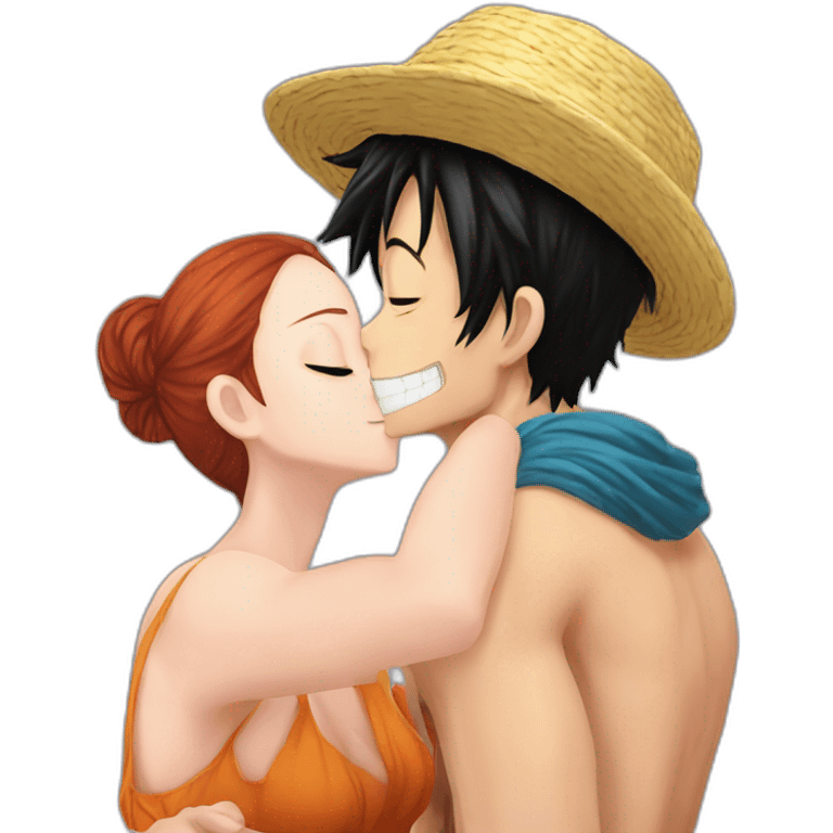 Luffy kissing Nami emoji