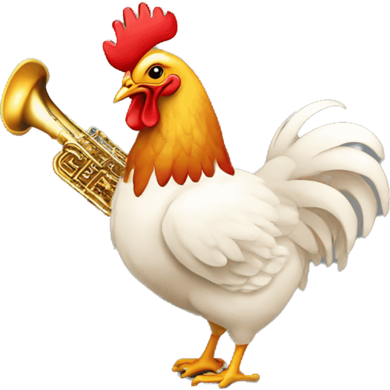 un poulet jazzy qui joue du saxophone emoji