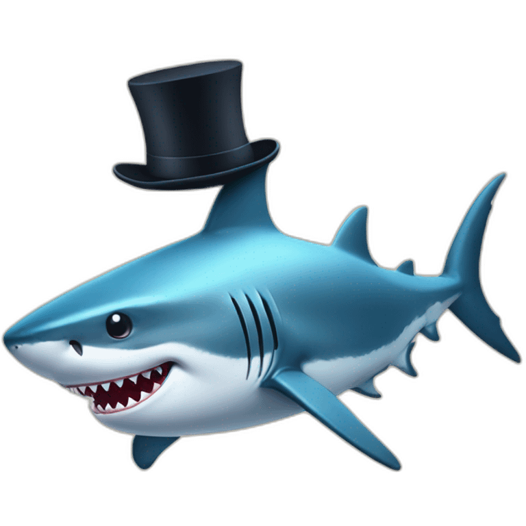 Shark with a top hat emoji