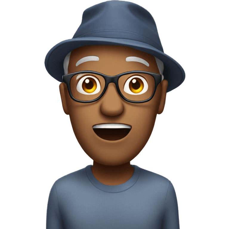 Mature dad with glasses hat acting surprised  emoji