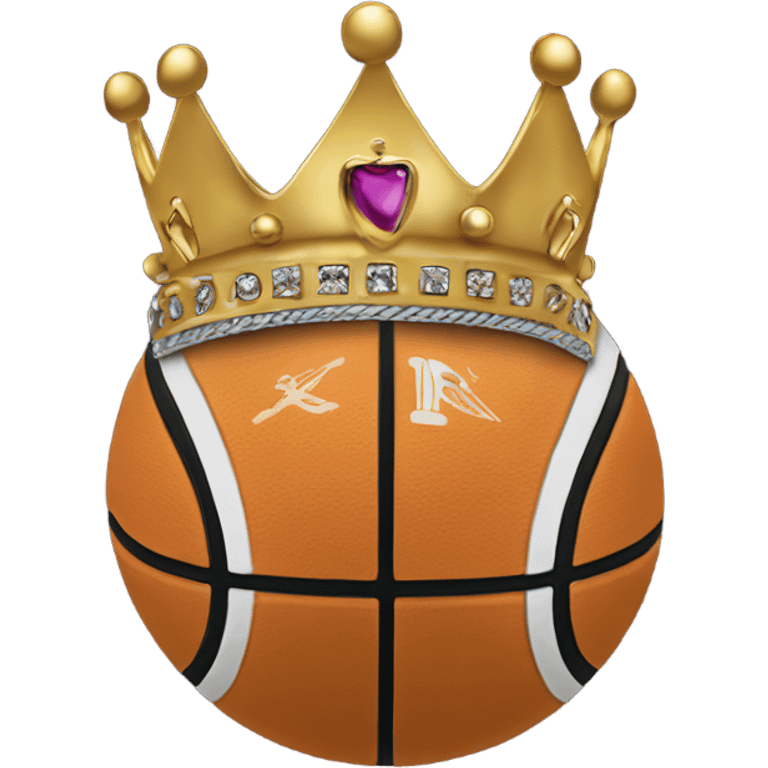 Crown sitting on basketball with words Reign Elite emoji