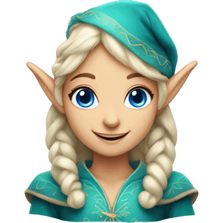 smiling elf girl with blue eyes emoji