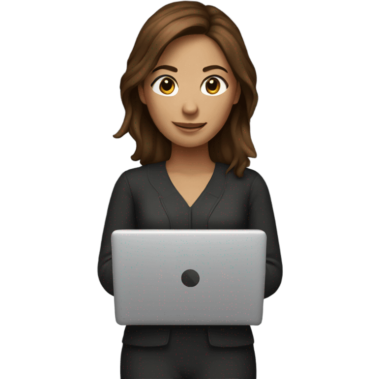 Woman with brown hair in laptop  emoji