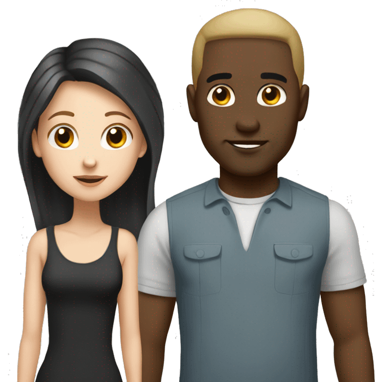 Couple white girl black man emoji