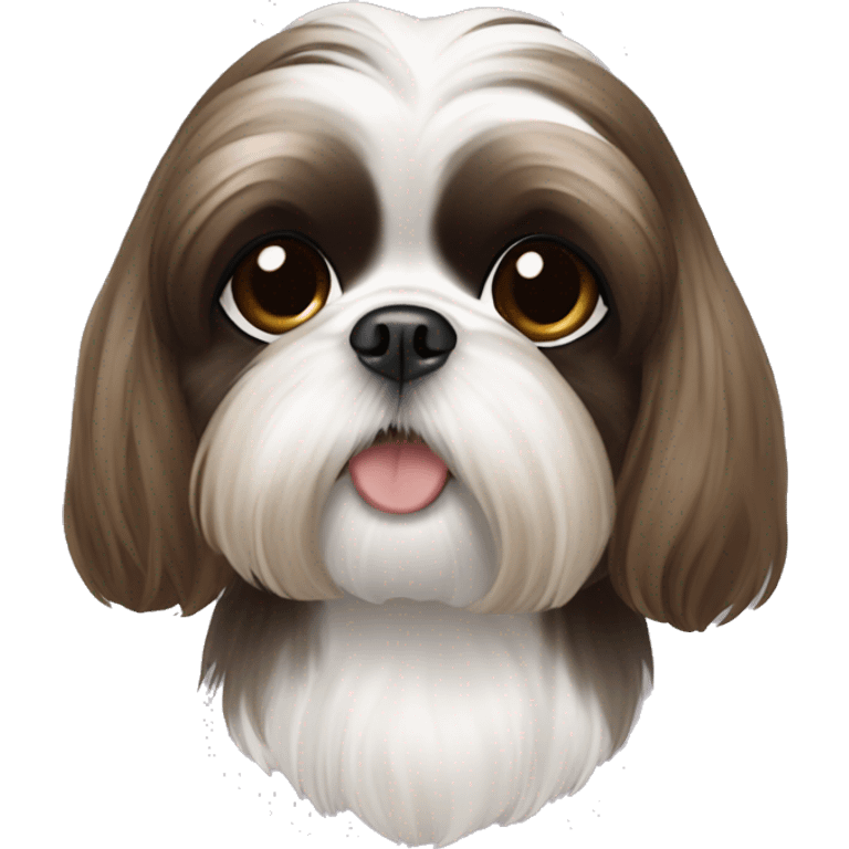  Cute Dog shih tzu, with girl in brunette hair  emoji