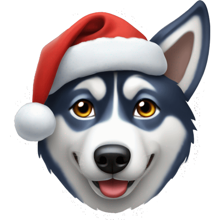 Husky with a christmas hat  emoji