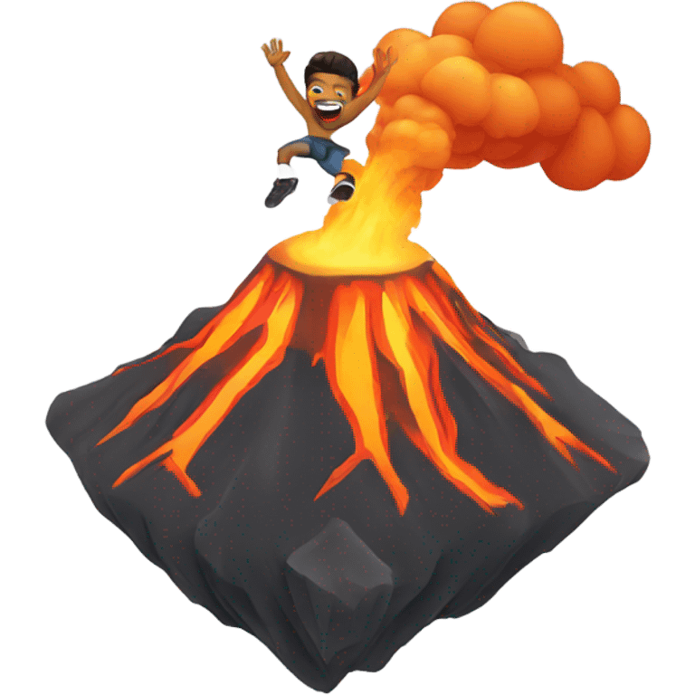 Man jumping in volcano emoji