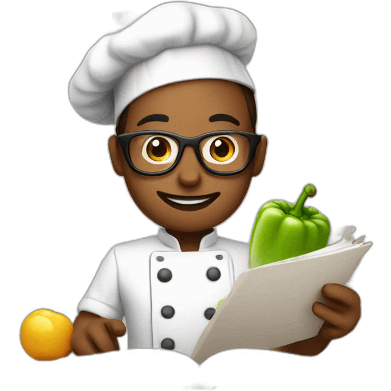 chef reading recipe book emoji