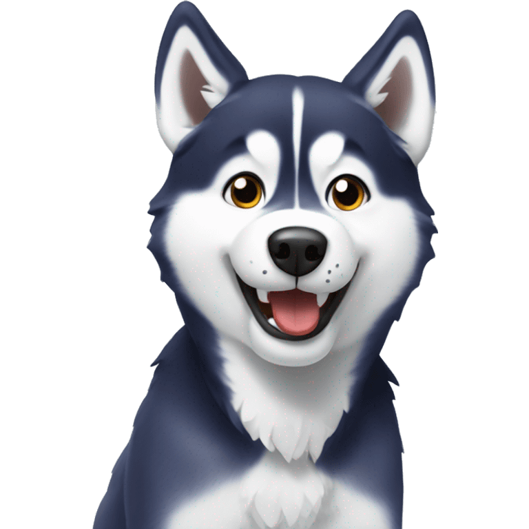 husky happy eating snow emoji