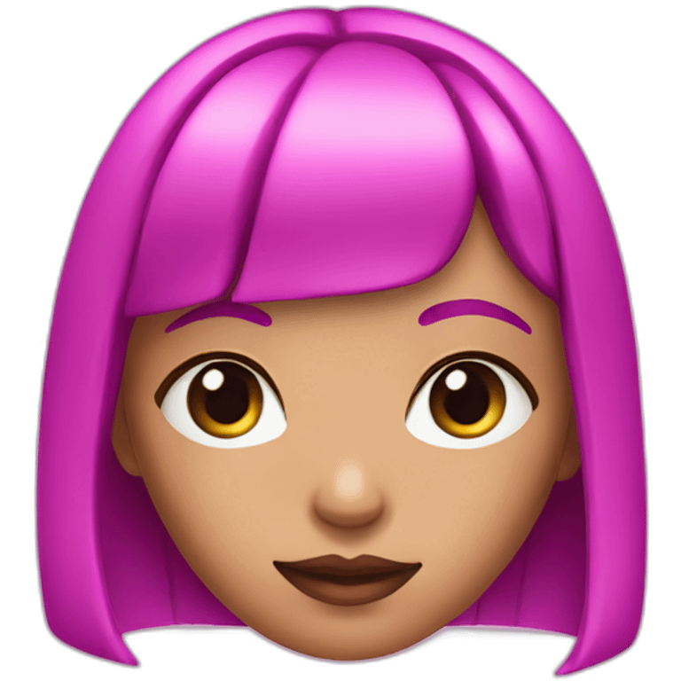 girl with neon pink bob haircut and purple eyes emoji