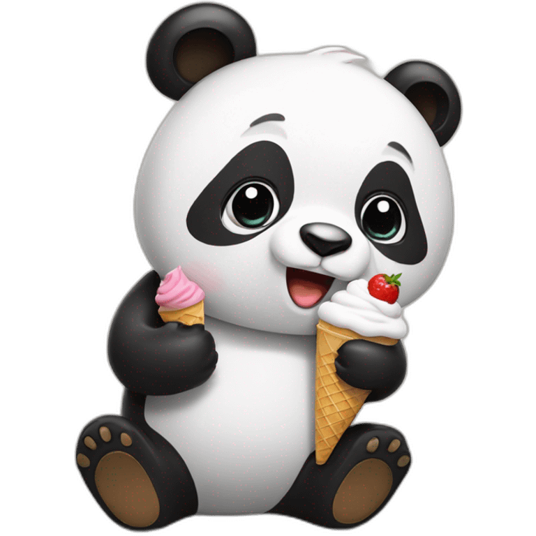 Panda eating ice cream emoji