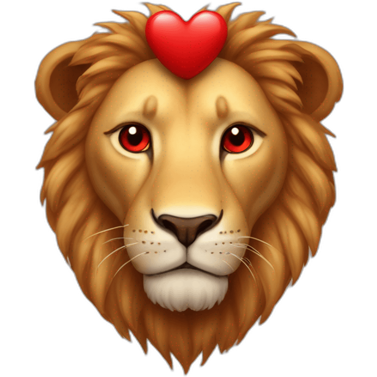 Lion face with huge red hearts instead his eyes, he looks so much in love emoji