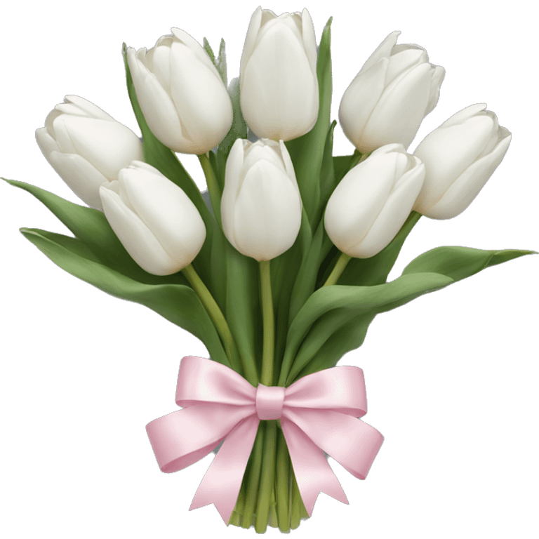 White tulips bouquet with light pink bow  emoji