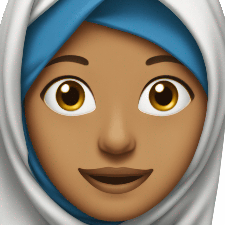 Bengali girl with blue hijab with white teeth emoji