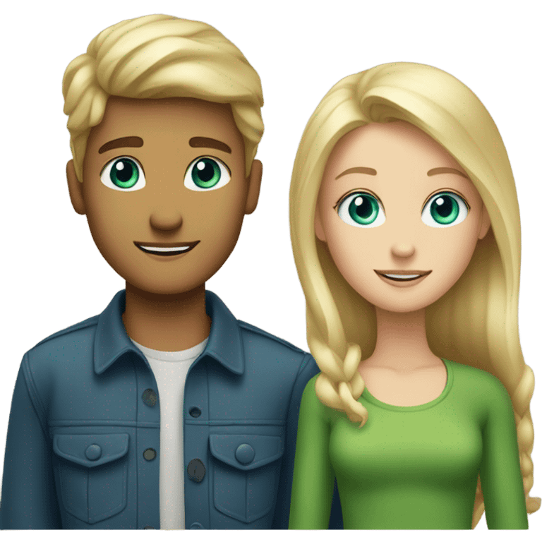 Blonde tall boy with blue eyes and blonde girl with green eyes emoji