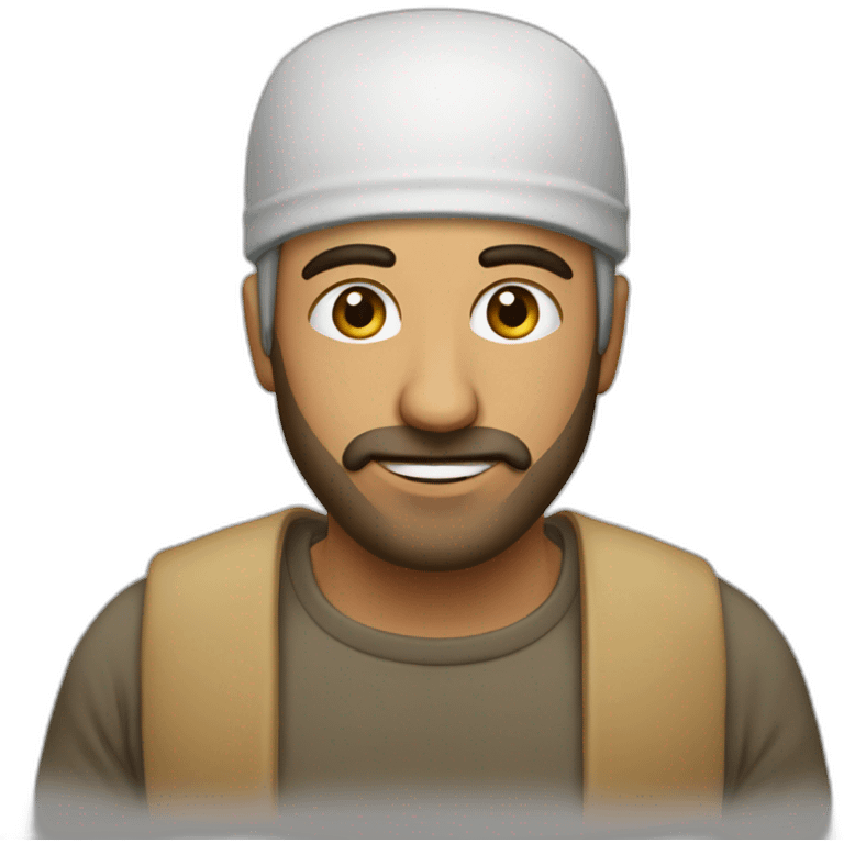 رجل شعره زهريّ ويلبس قناع emoji