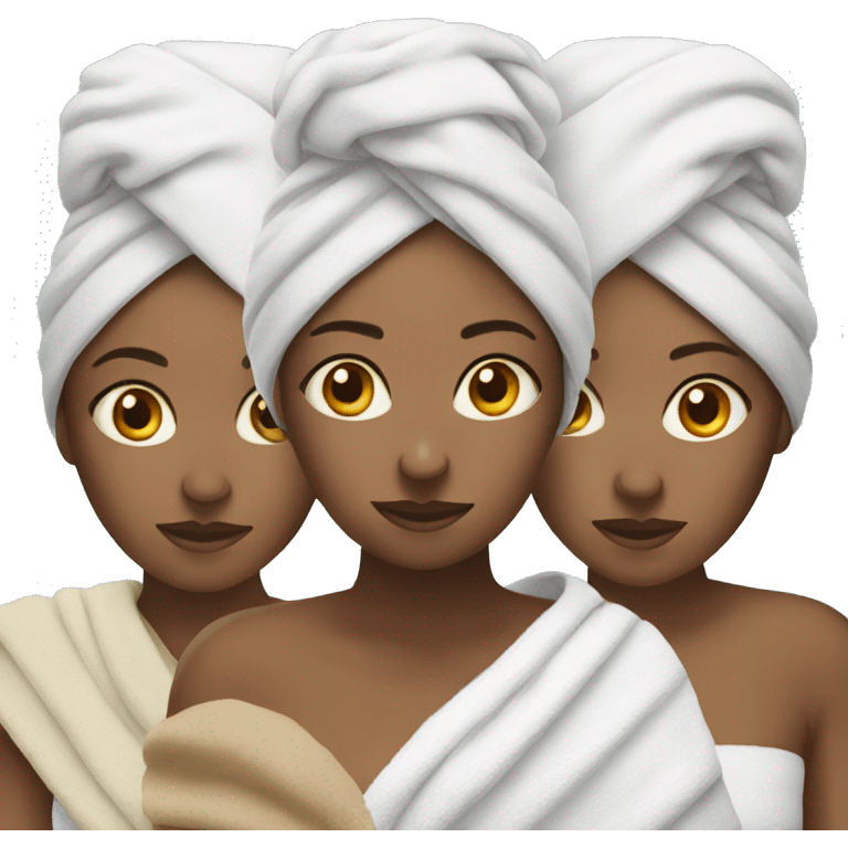 Three women with a towel on their heads emoji