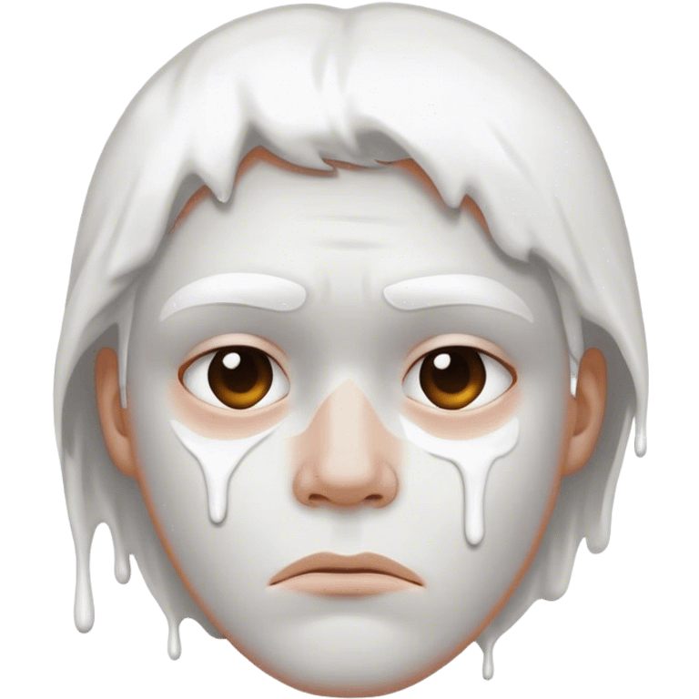 sad frowning face covered in white paint  emoji