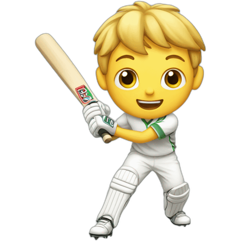 Boy playing cricket emoji