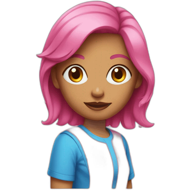 girl in pink and blue t-shirt emoji