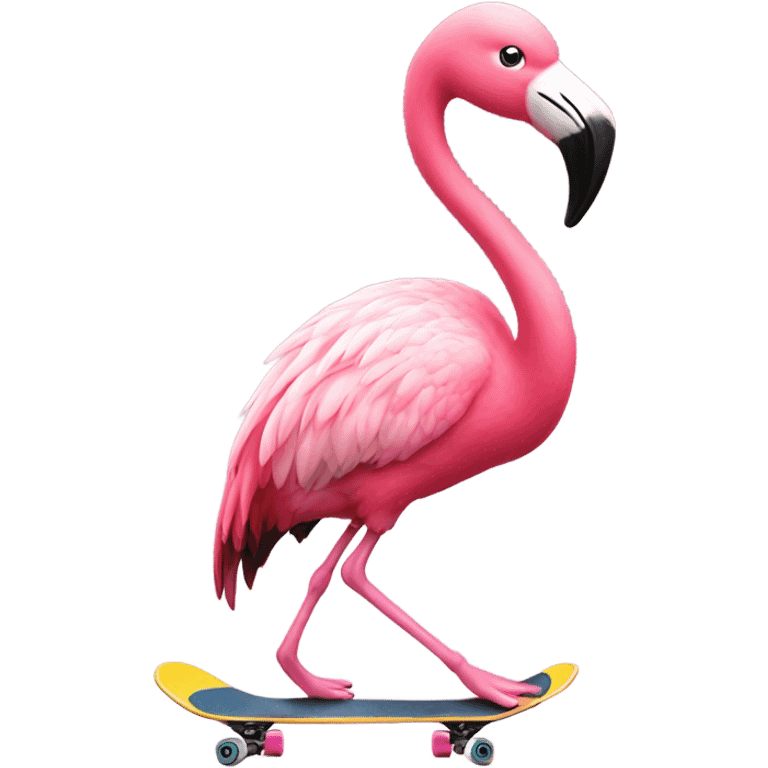 Flamingo on skateboard  emoji