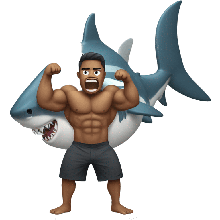 sharkwith strong muscles emoji