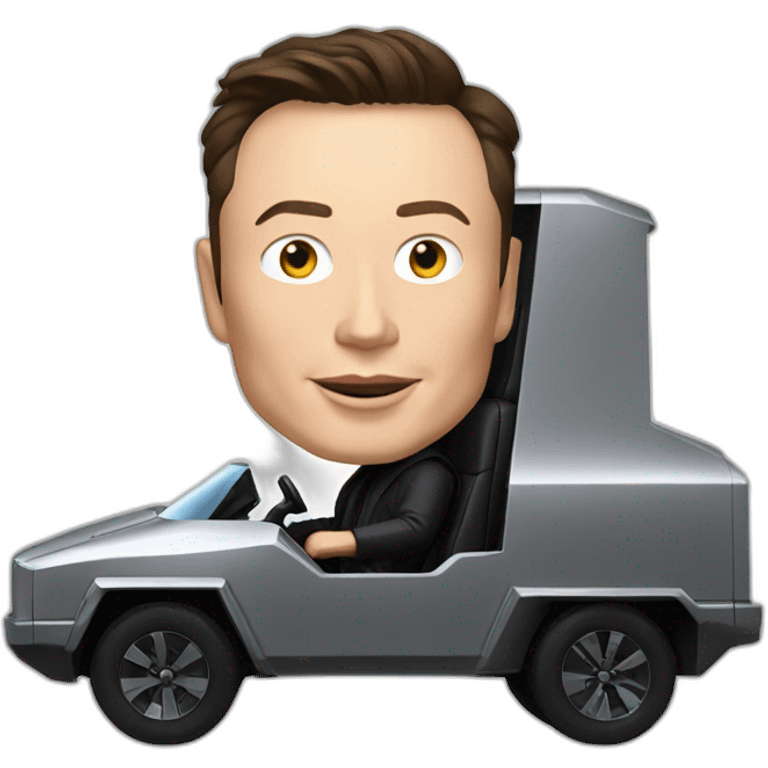 Elon musk riding in a Tesla cyber truck  emoji