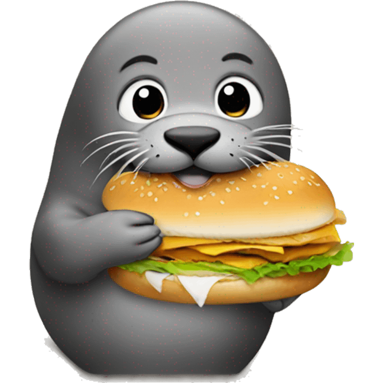 Seal eating a chicken sandwich emoji