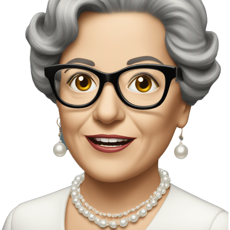 Rita Cowell with glasses and pearl necklace emoji