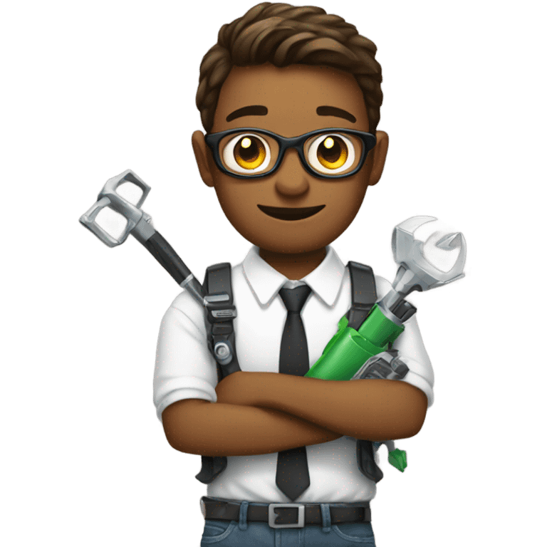 Nerd holding tech and tools emoji