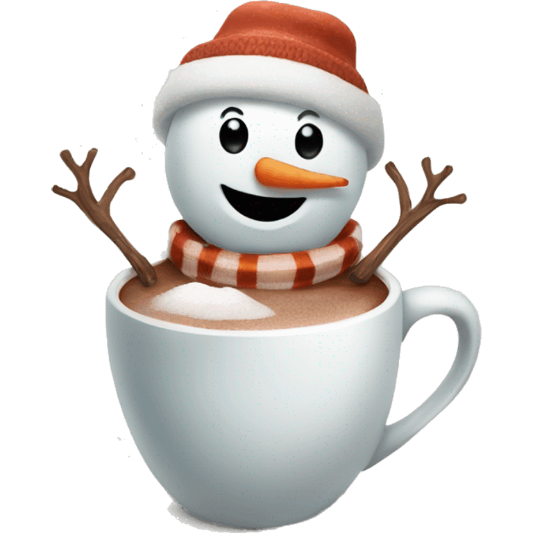 Snowman with a hot coco emoji