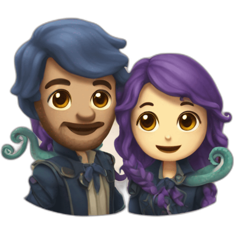 Cute kraken couple emoji