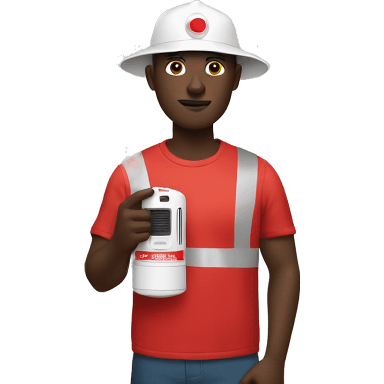 Dark skinned man holding Smoke alarm  emoji