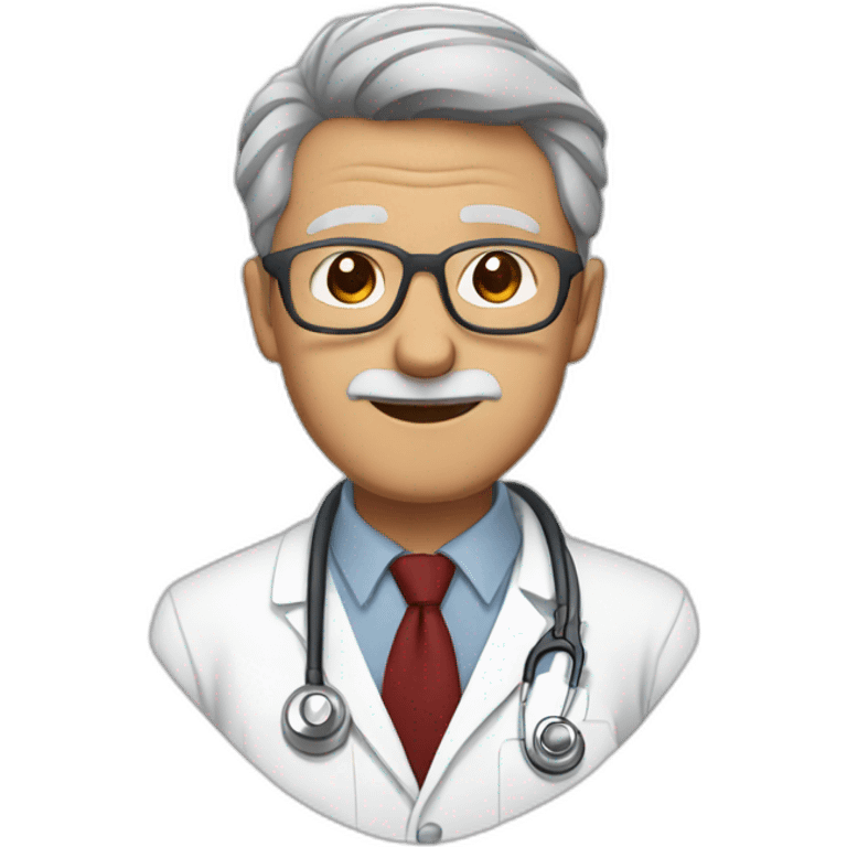 DOCTOR WITH WRINKLES, MAN, FULL GREY BEARS, GREY AND WHITE SHORT HAIR, DARK RED GLASSES emoji