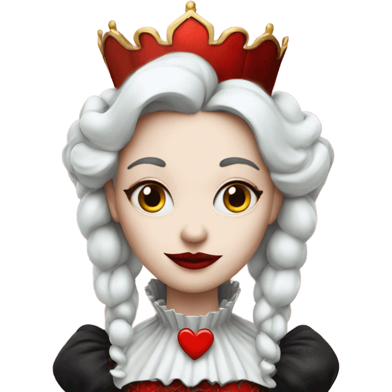 Red queen in Alice in wonderland with white skin and heart lips emoji