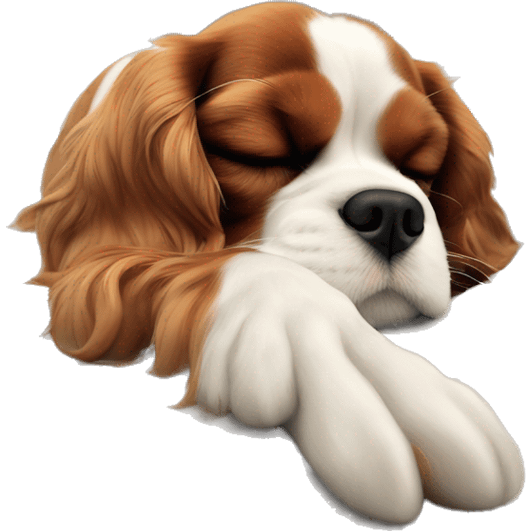 Cavalier King Charles spaniel sleeping on back emoji