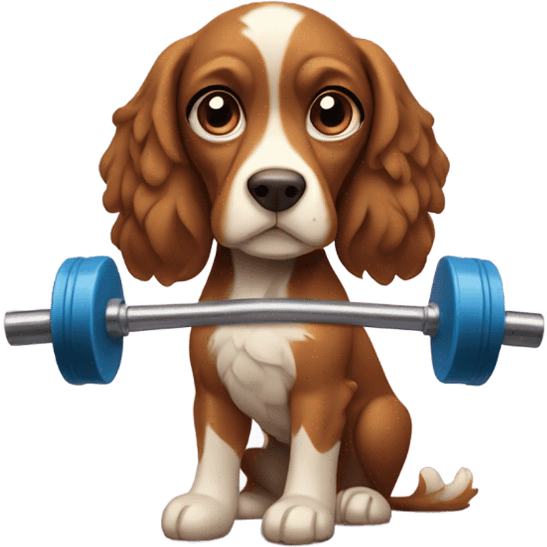 Weightlifting spaniel emoji