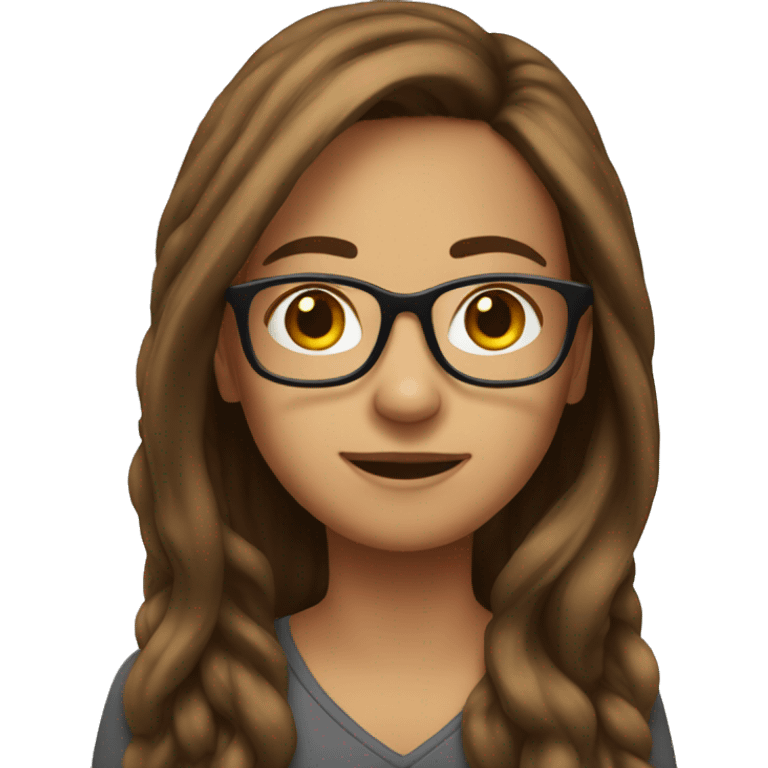 long Brown hair glasses emoji