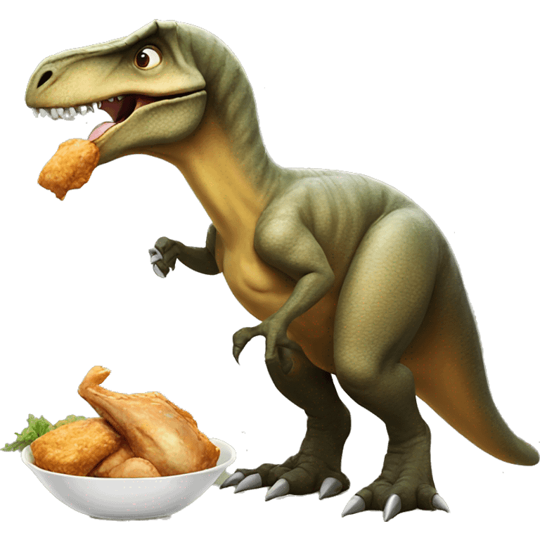 dinosaur eating chicken   emoji