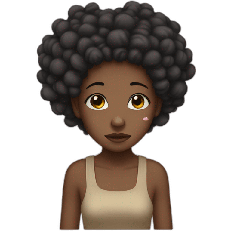 crying girl with 2 afro puffs emoji