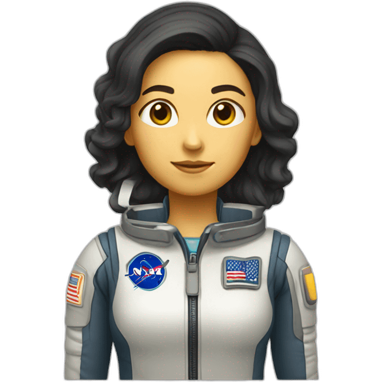  space explorer: female straigth dark hair, full body emoji