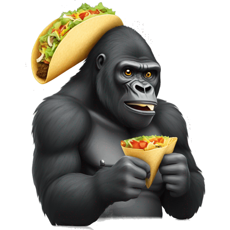 A gorilla eating a taco emoji