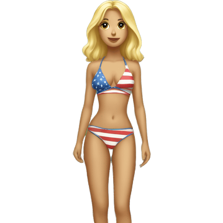 blonde girl in american bikini with truck emoji